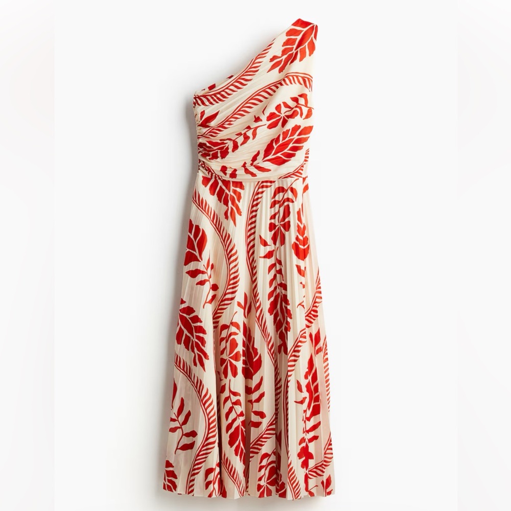 H&M Red One-Shoulder Sundress for Wedding Guest